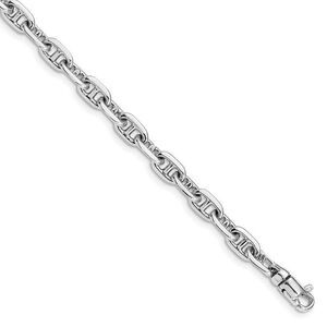 14k White Gold 5mm Fancy Anchor Link Chain Bracelet, 8.5 Inch